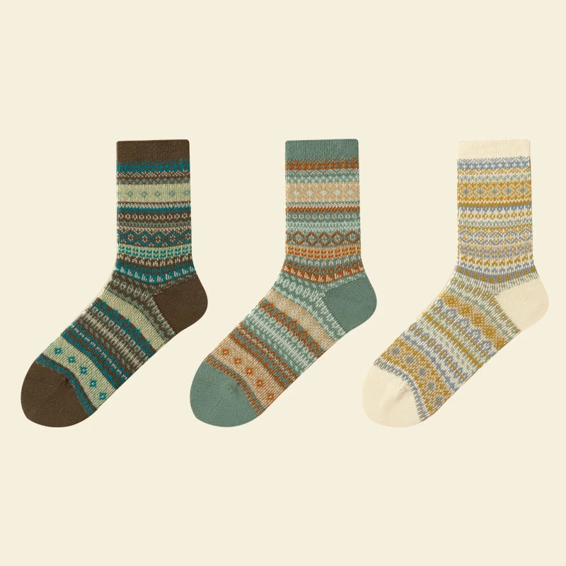 Freja Nordic Knit Socks – Set of Three