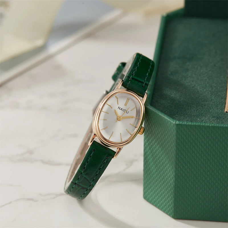 Olivia Oval Leather Strap Watch