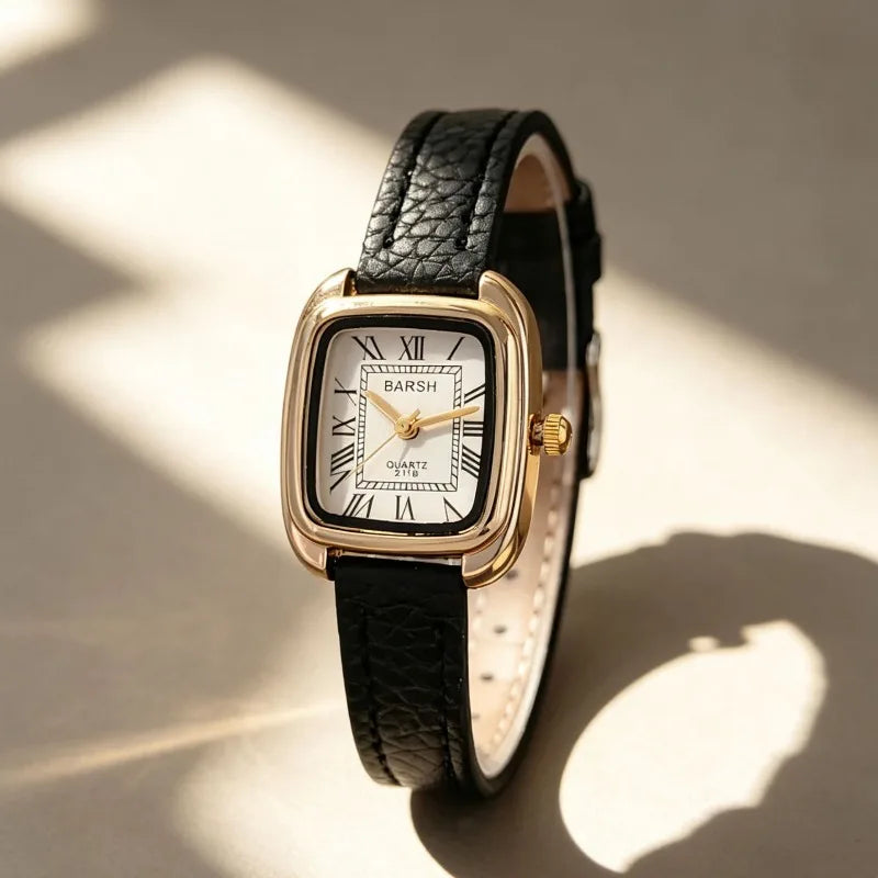 Barsh Genuine Leather Square Watch