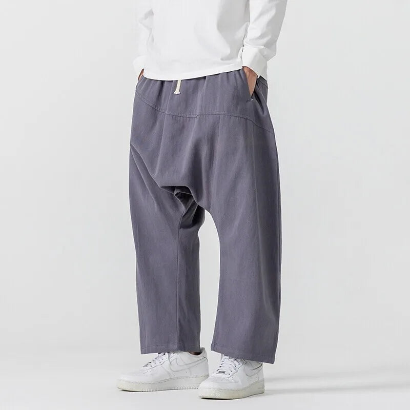 Riku Cotton-Linen Baggy Pants – Men’s Wide Leg Streetwear