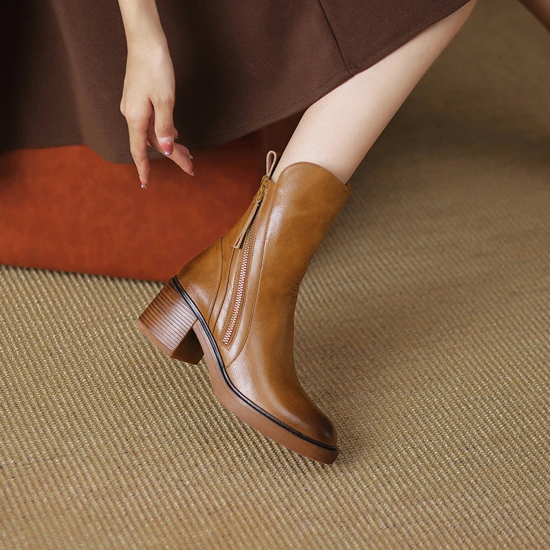 Clara Leather Ankle Boots