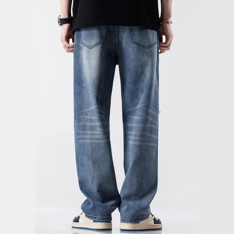 Ryder Cotton Baggy Jeans – Men’s Ripped Straight-Leg Denim