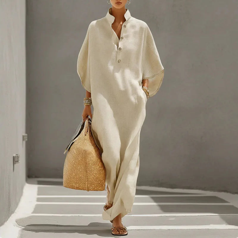 Mia Dress Elegant Linen Blend Loose Fit