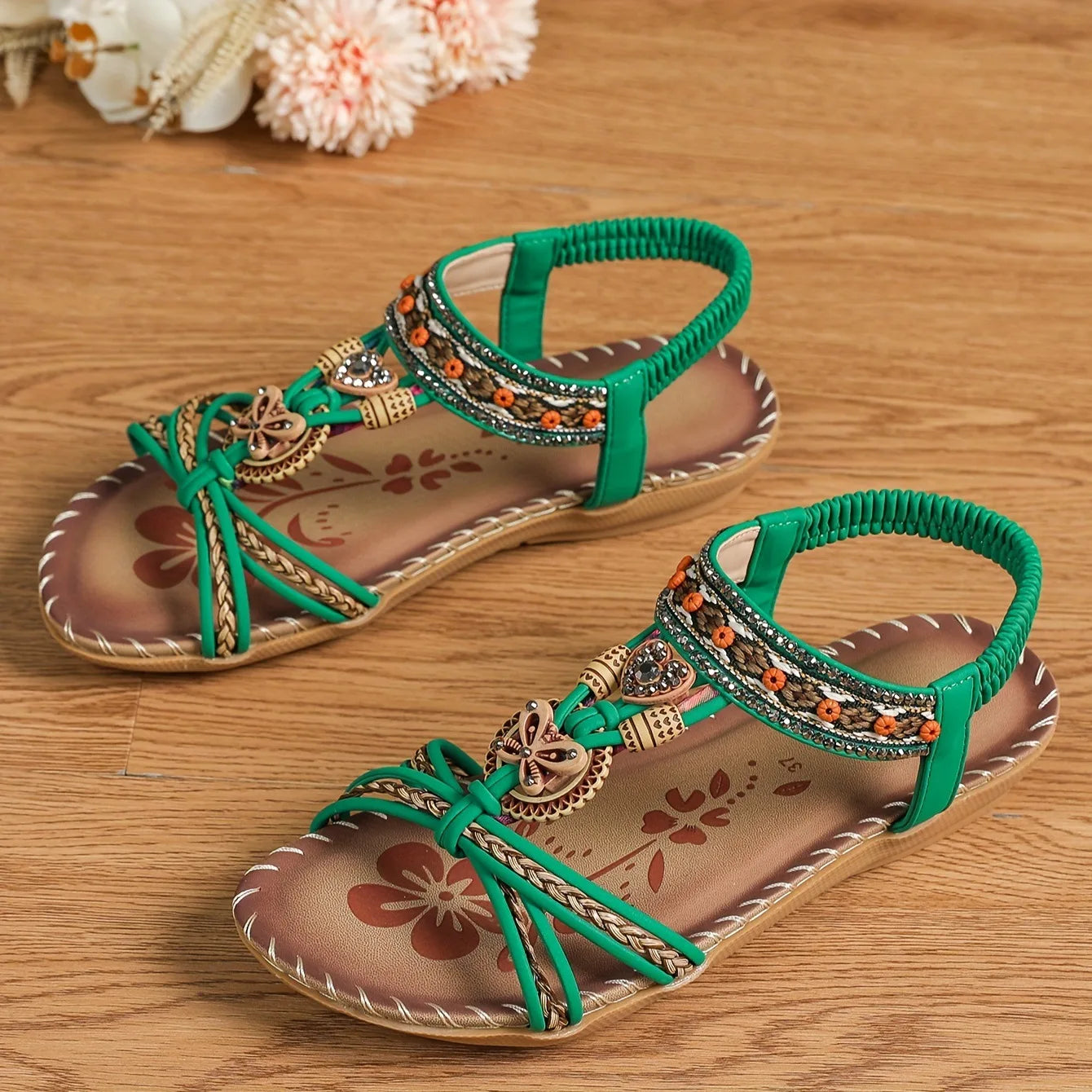 Giulia Beaded Slingback Sandals – Cushioned Footbed Slip-On