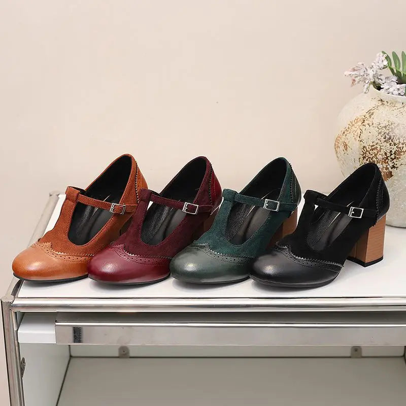 Ivy Buckle Heels Classic Round