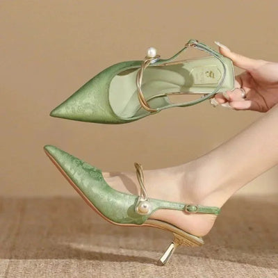 Celeste Satin Pearl Heels