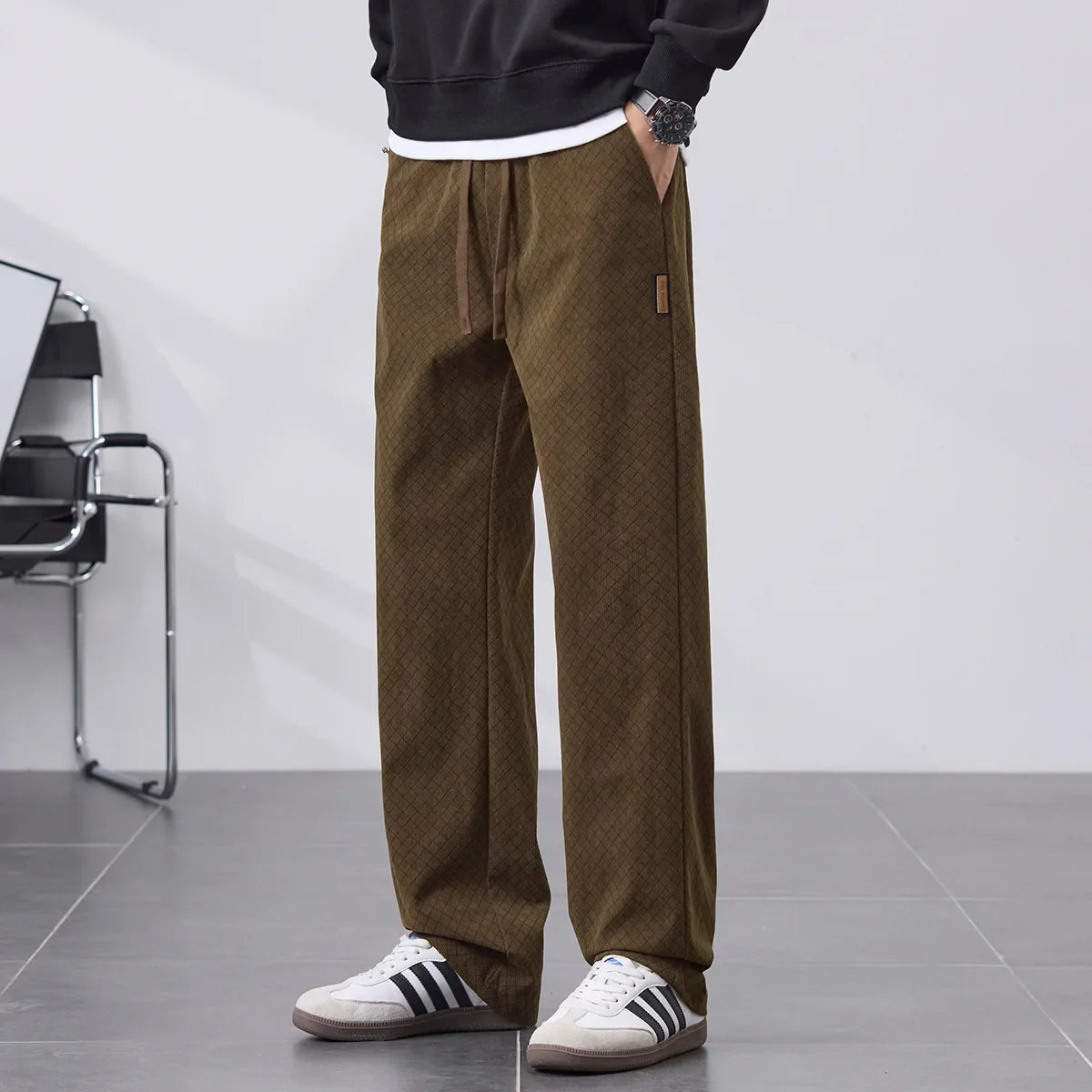 Ethan Fleece-Lined Straight-Leg Pants – Men’s Winter Casual Trousers
