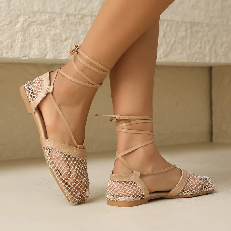 Quinn Mesh Lace-Up Sandals