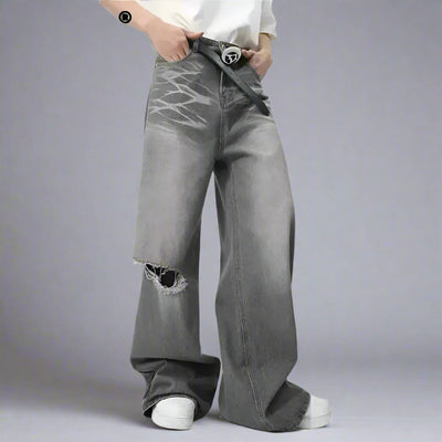 Reed Cotton Baggy Jeans - Men’s Washed Gray with Contrast Tones
