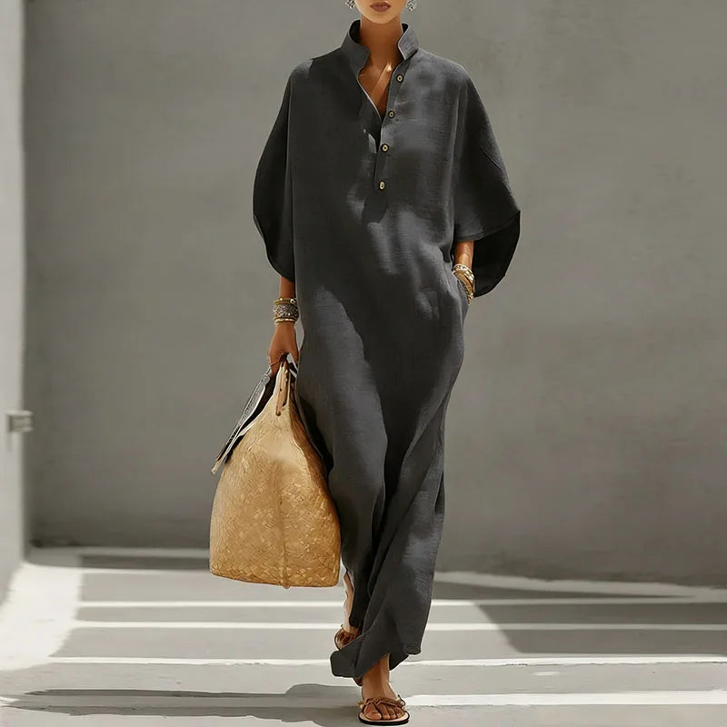 Mia Dress Elegant Linen Blend Loose Fit