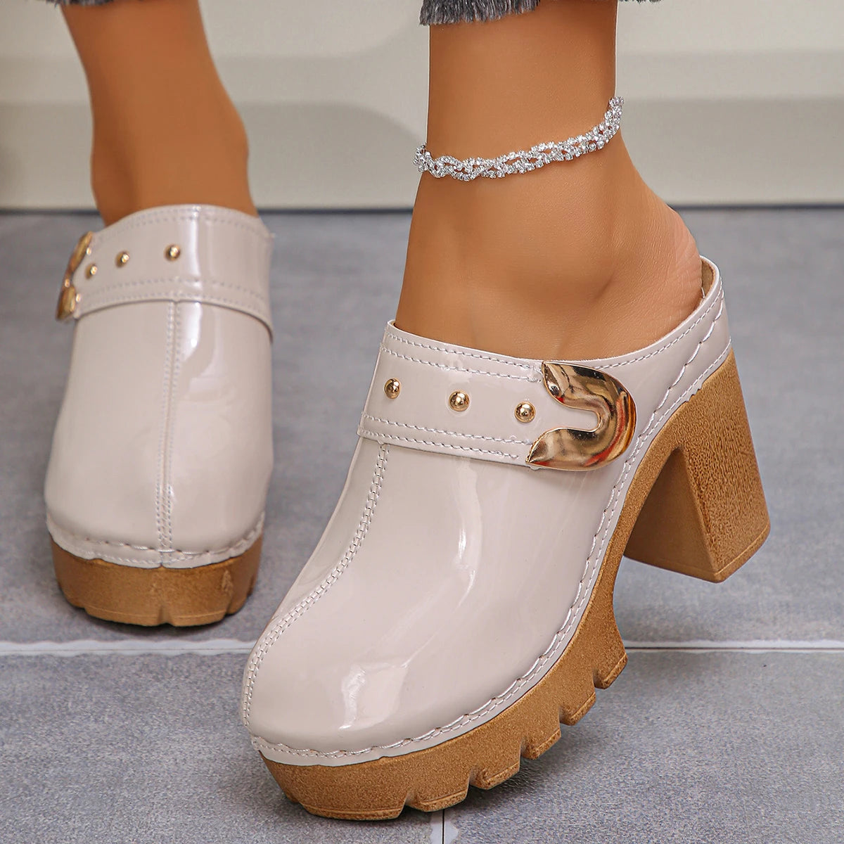 Emma Chunky Heel Mules