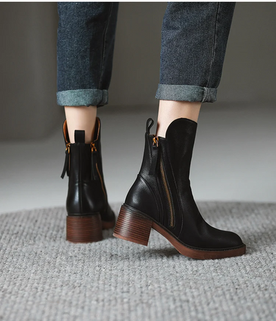 Clara Leather Ankle Boots
