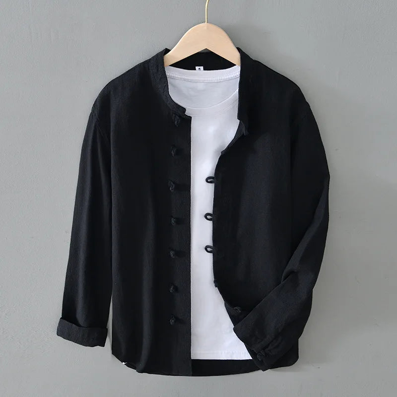 Hugo Linen Stand Collar Shirt
