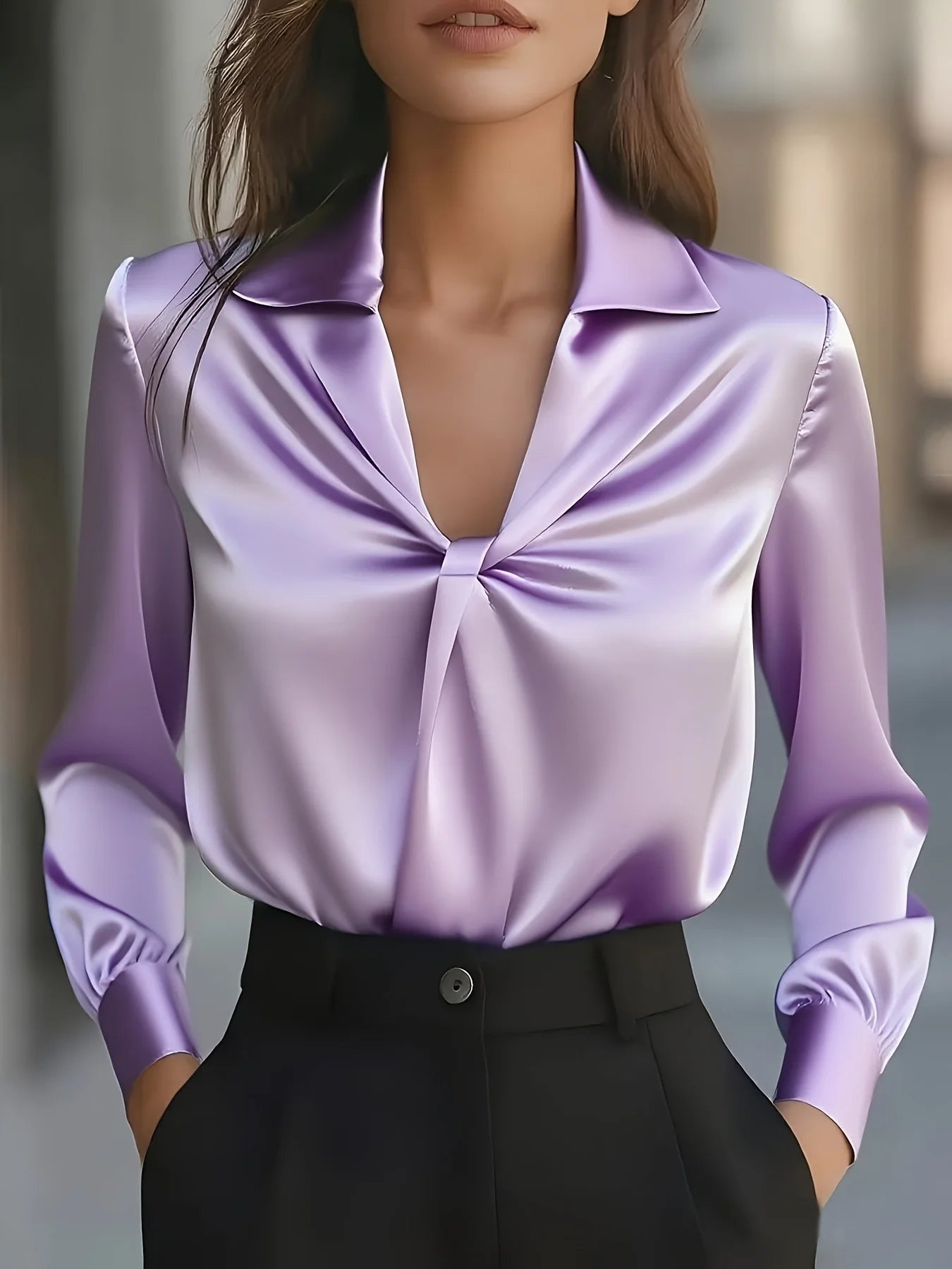 Clara Satin Pleated Blouse