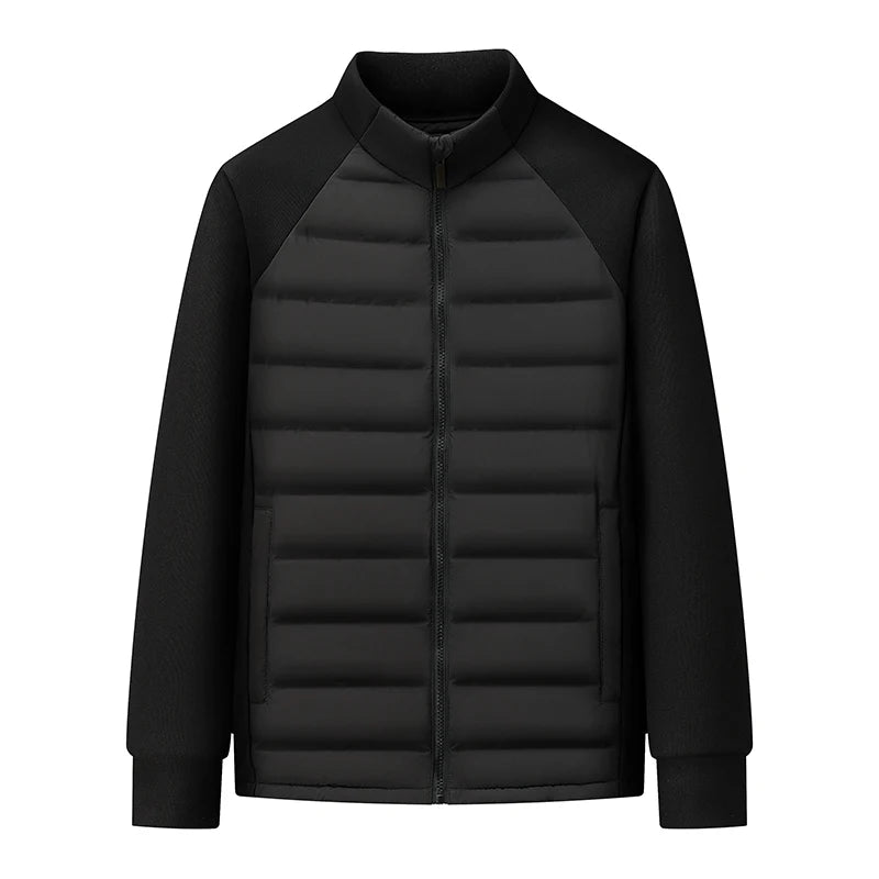 New Men's Outdoor Knitting Splicing Winter New National Standard 90 White Duck Down Light Couple Hoodie Stand Collar Down Jacket