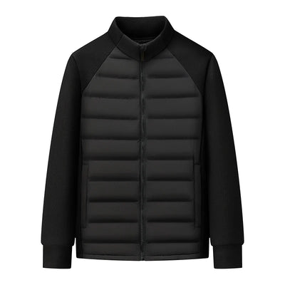 New Men's Outdoor Knitting Splicing Winter New National Standard 90 White Duck Down Light Couple Hoodie Stand Collar Down Jacket