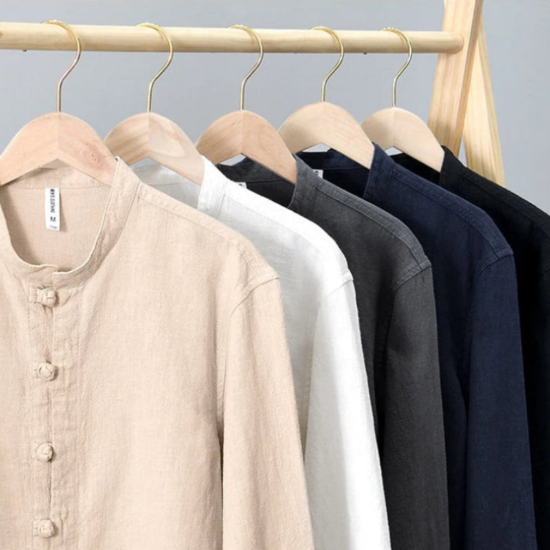 Hugo Linen Stand Collar Shirt