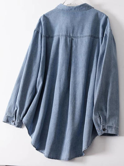 Giulia Cotton Denim Shirt – Women’s Loose Long Sleeve Denim Top