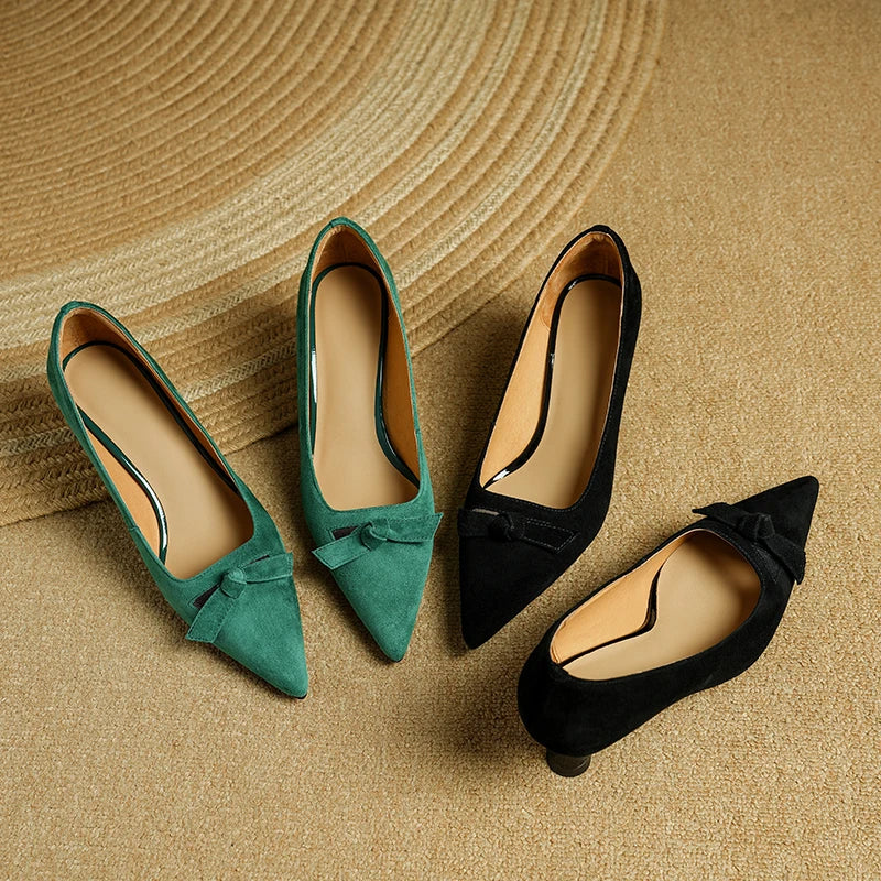 Monroe Suede Bow Kitten Heel
