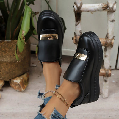 Aria Leather Platform Sneakers – Women’s White Casual Loafers