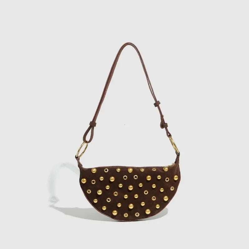 Valentina Stud Crescent Bag