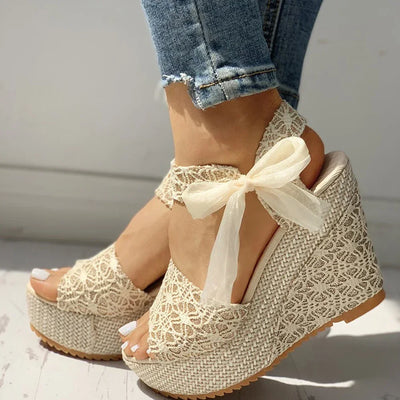 Siena Lace-Up Wedge Sandals – Platform Summer Heels