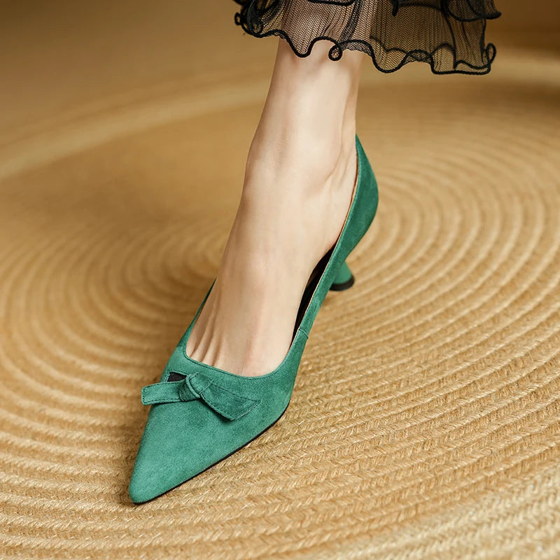 Monroe Suede Bow Kitten Heel