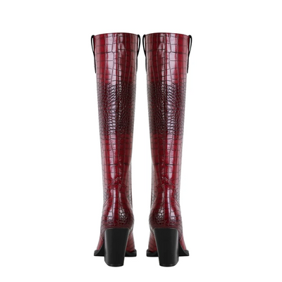 Clara Croc-Embossed High Boots