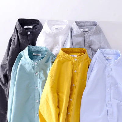 Leo Cotton Stand Collar Long Sleeve Shirt