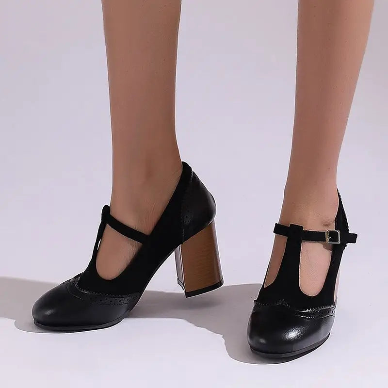 Ivy Buckle Heels Classic Round