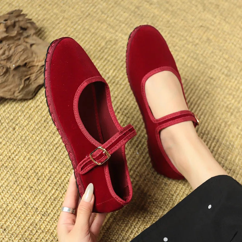 Mary Jane Velvet Flat