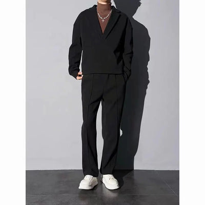 2025 New Autumn Thin Trendy Casual SuitMen's Clothing Long-sleeved Pullover Sweatshirt Versatile Trousers Fashion Two-piece Set