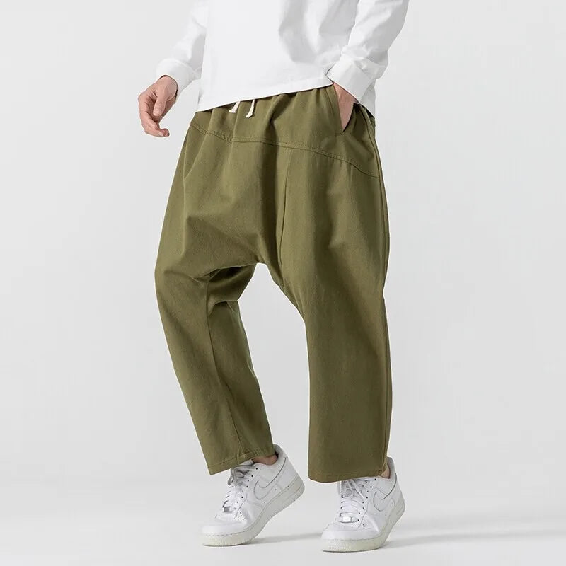 Riku Cotton-Linen Baggy Pants – Men’s Wide Leg Streetwear