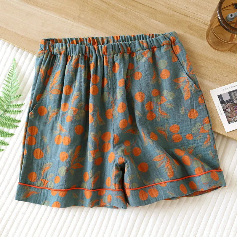 Vintage Print Cotton Short