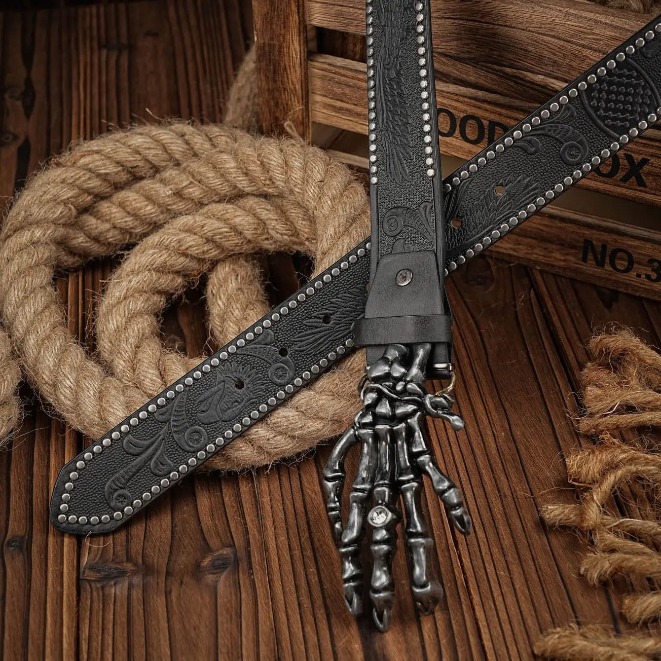 Dead Hand Western Engraved Belt