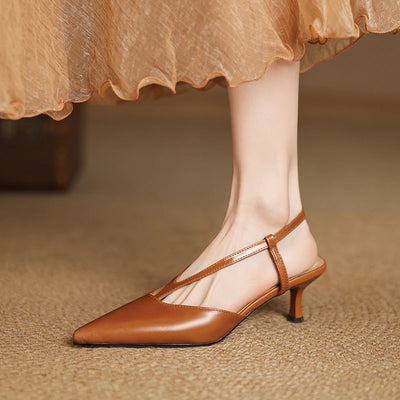 Aliya Leather Sandals – Women’s Pointed Toe Stiletto Heel