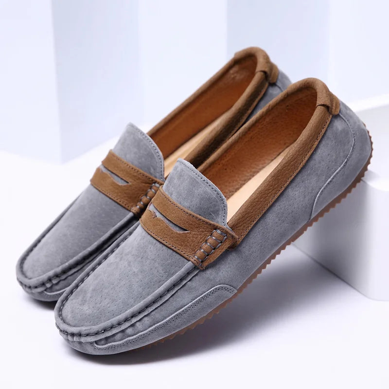 Matteo Leather Slip-On Loafers – Men’s Casual Driving Shoes