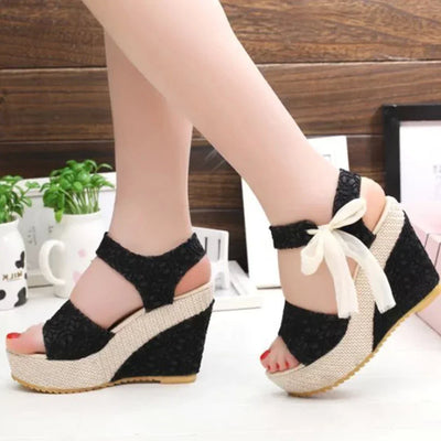 Siena Lace-Up Wedge Sandals – Platform Summer Heels