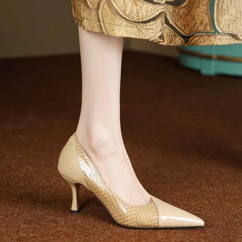 Isabella Snake-Embossed Heel