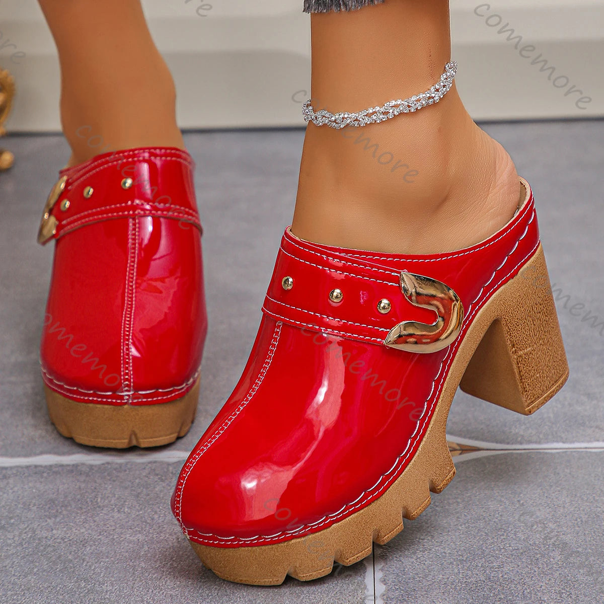 Emma Chunky Heel Mules