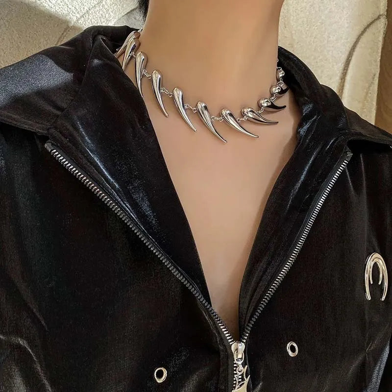 Punk Rivet Chain Choker Necklace
