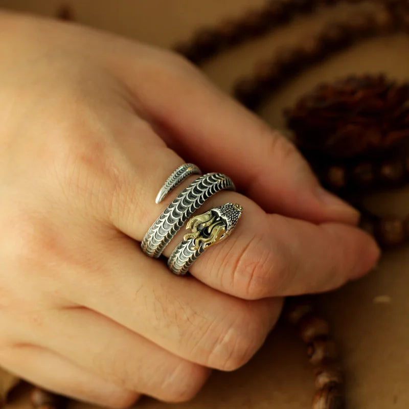 Silas Horned Snake Ring