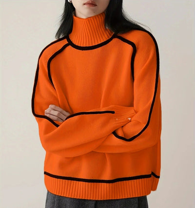 Lucia Color-Blocked Turtleneck Sweater