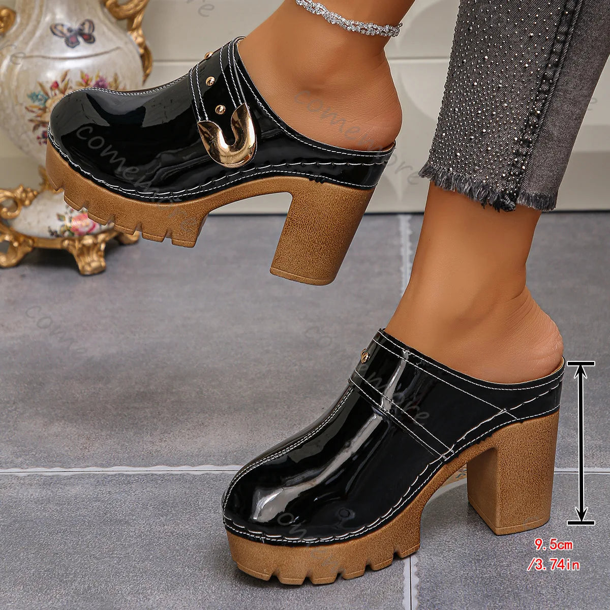Emma Chunky Heel Mules