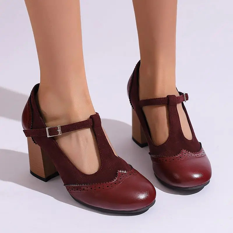 Ivy Buckle Heels Classic Round