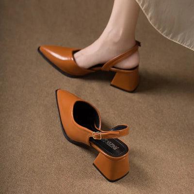 Isabella Slingback Pumps – Pointed-Toe Square Heels
