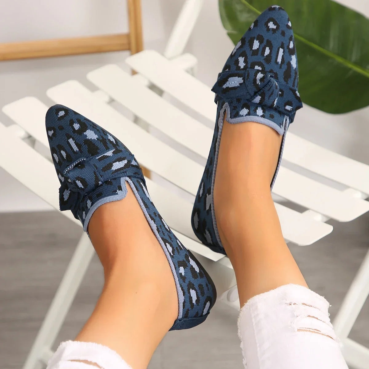 Giulia Orthopedic Bow Loafers – Knitted Slip-On Flats