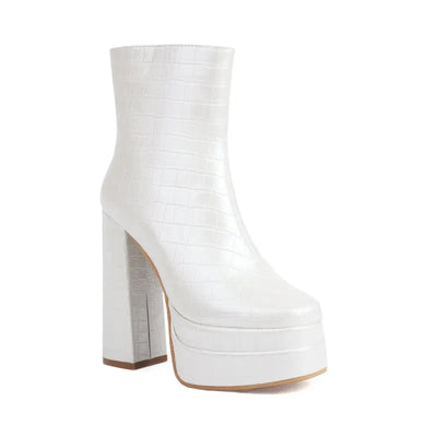 Zaria Square Toe Platform Boots – Bold Block Heels in Luxe