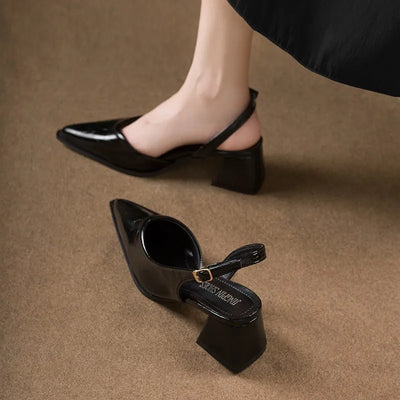 Isabella Slingback Pumps – Pointed-Toe Square Heels