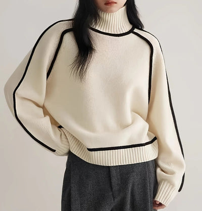 Lucia Color-Blocked Turtleneck Sweater